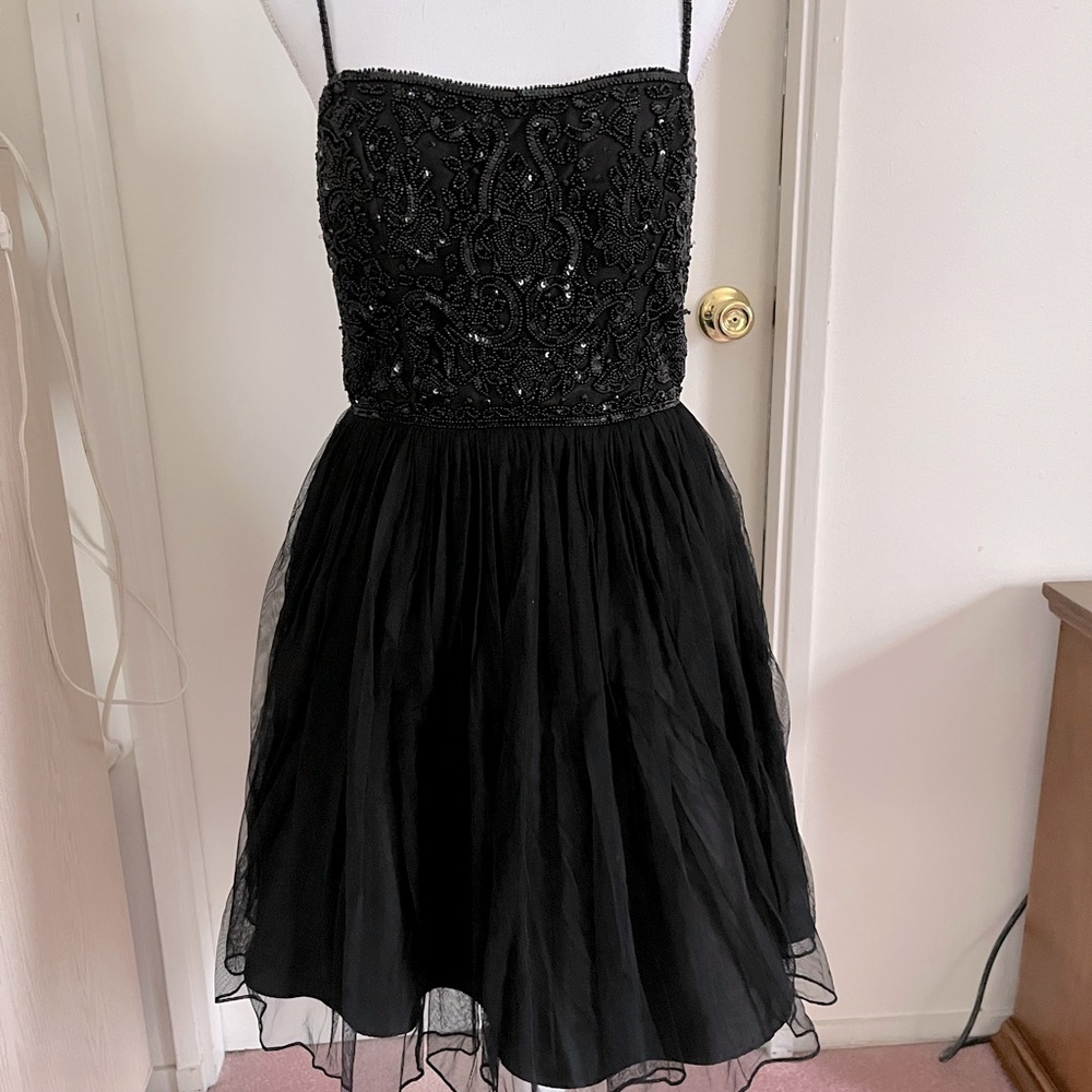 Black sequined cocktail dress